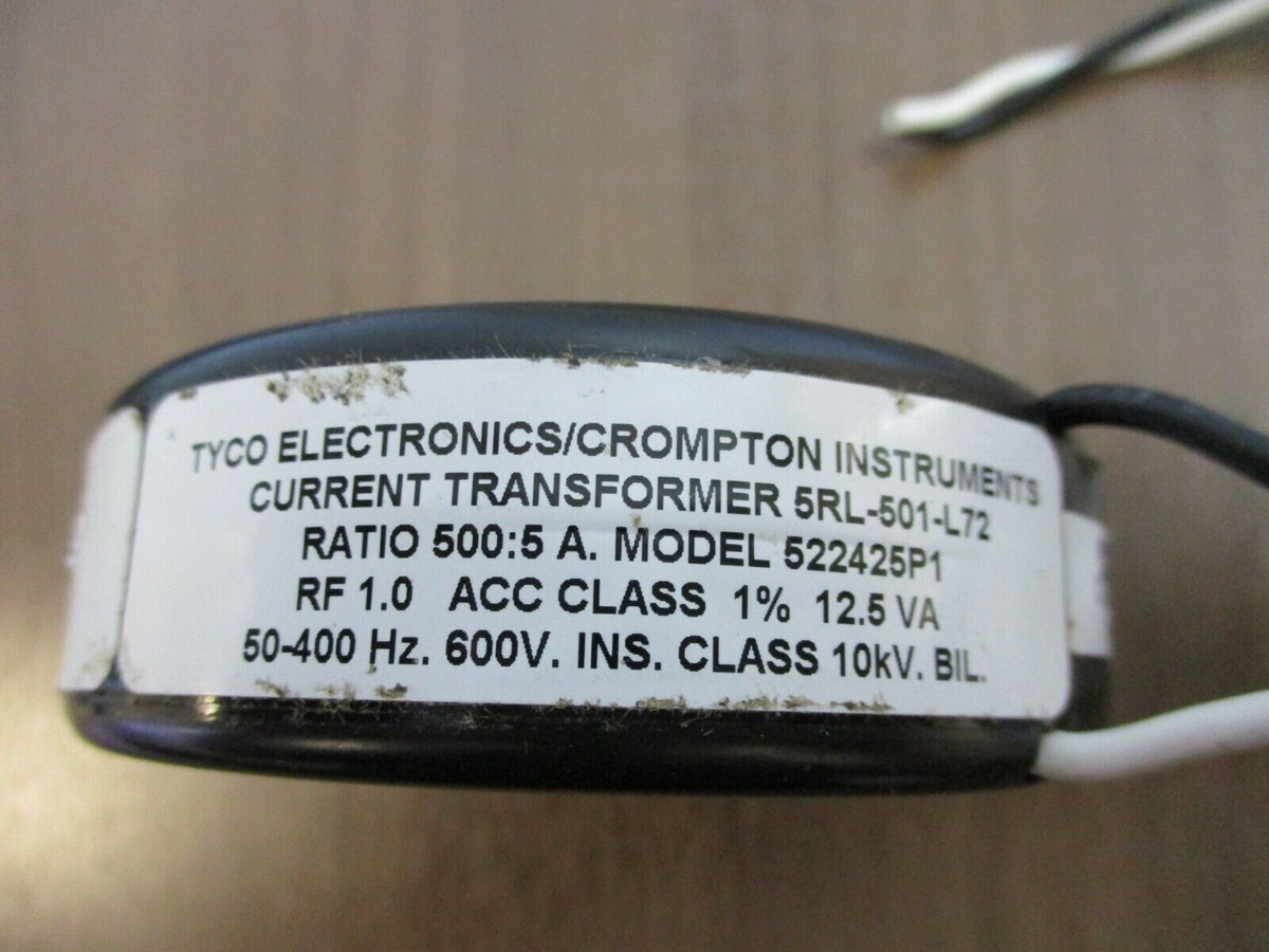 Tyco Electronics/Crompton Instruments Current Transformer 5RL-501- L72 Used