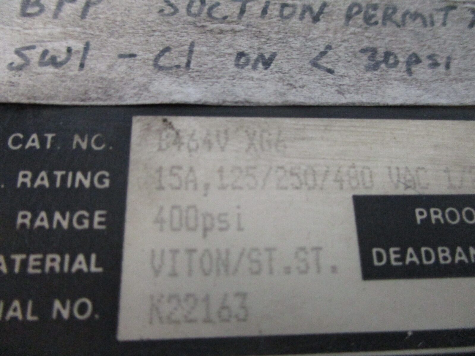 Ashcroft Pressure Switch B464V XG6 400PSI Used
