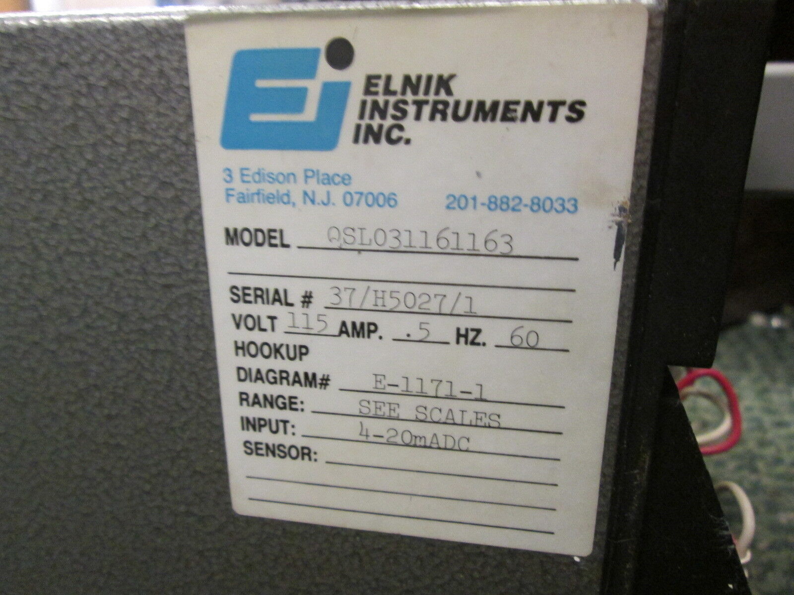 Elnik Instruments Meter QSL031161163 115V 0.5A 60Hz Range: 0-150% Torque Used
