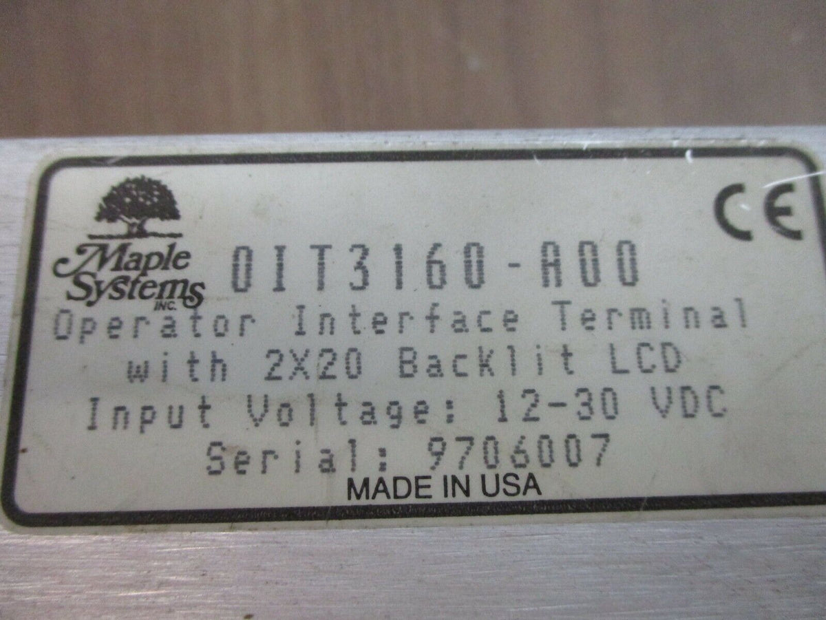 Maple Systems Operator Interface Terminal 0IT3160-A00 2x20 Backlit LCD 12-30VDC