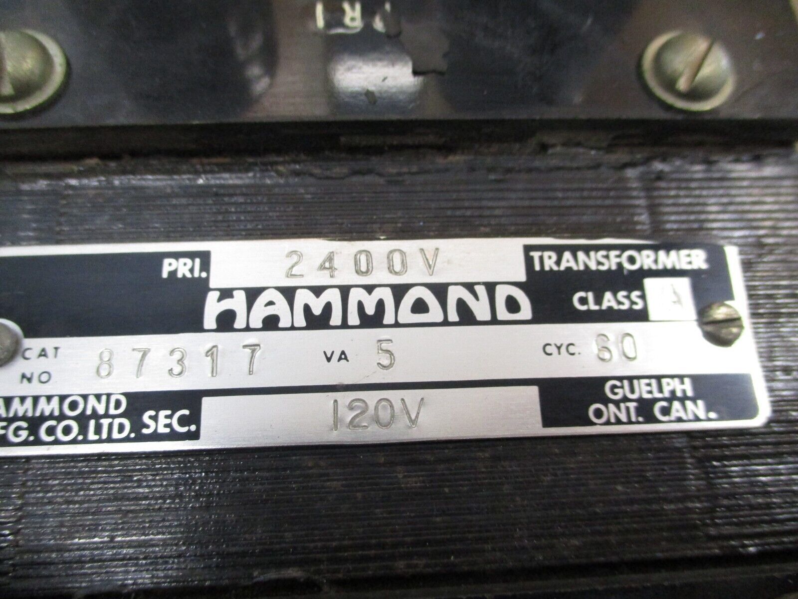 Hammond Transformer 87317 5VA Pri: 2400V Sec: 120V 60Hz Used
