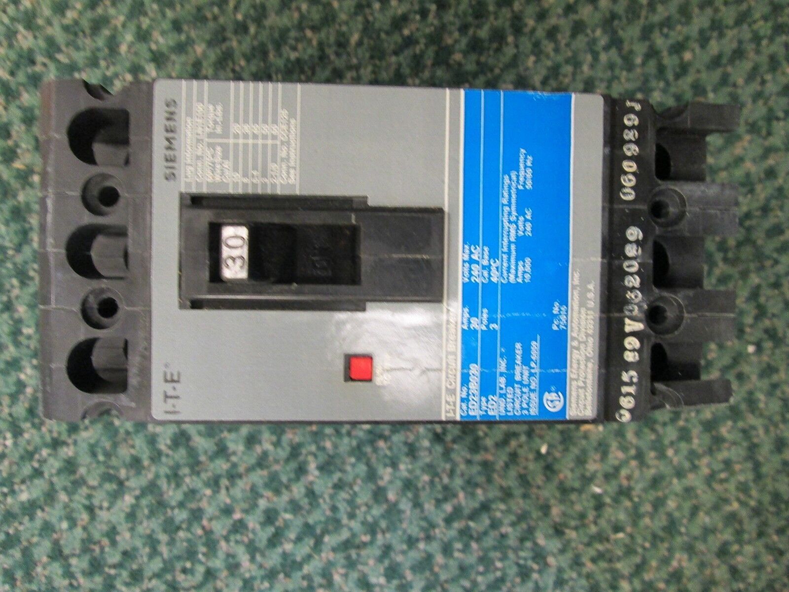 ITE Circuit Breaker ED23B030, Type: ED2, Frame ED, 30A 240V 3P, NEW