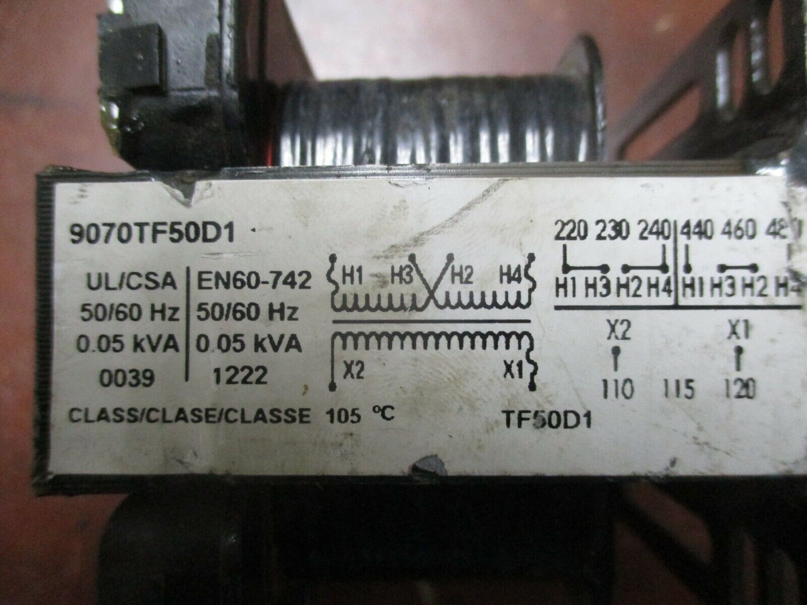 Square D Transformer 9070TF50D1 0.05KVA Pri: 240/480V Sec: 120V 50/60Hz Used