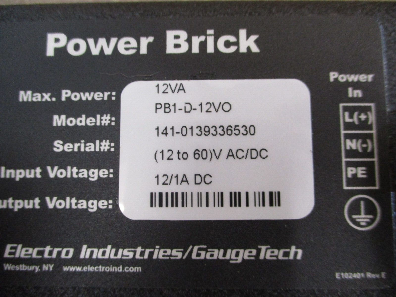 Electro Industries / GaugeTech Power Brick Power Supply PB1-D-12VO *No Box*