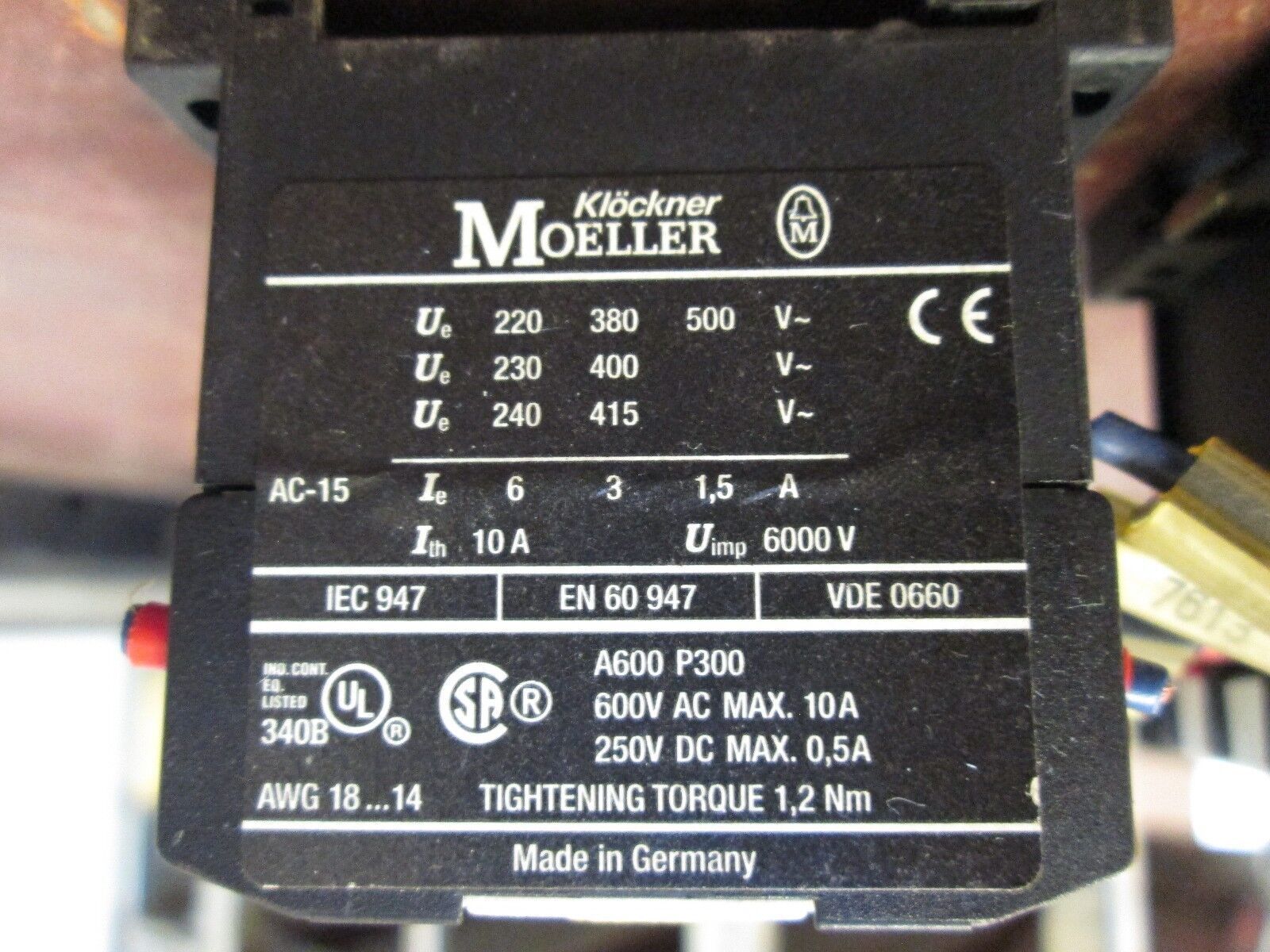 Klockner Moeller Contactor DIL ER-22-G 10A 600V *Lot of 2* Used