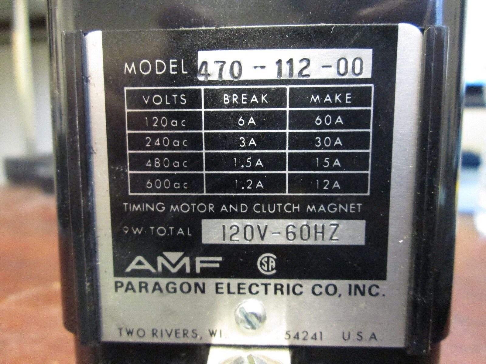 Paragon Automatic Timer 470-112-00 120V 60Hz Used