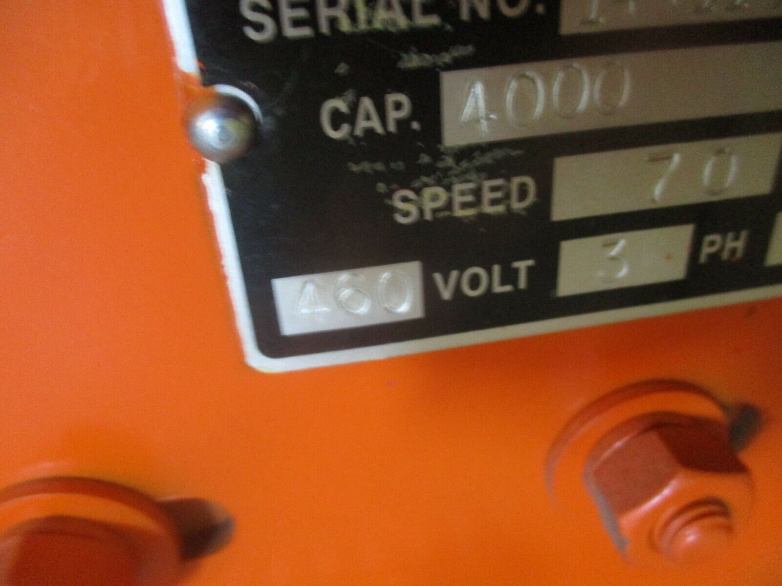 Saturn Engineering 2-Ton Hoist Capacity: 4000lbs 7.0FPM 460V 3Ph 60Hz Used