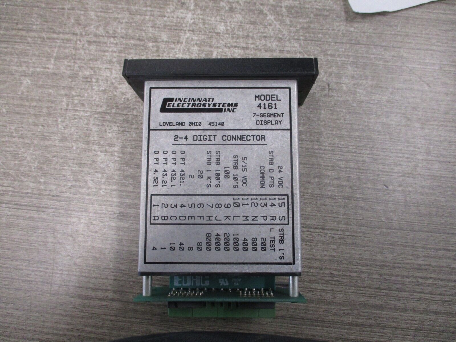 Cincinnati Electrosystems 7-Segment Display 4161-8-24 W/815-501 Adapter Board