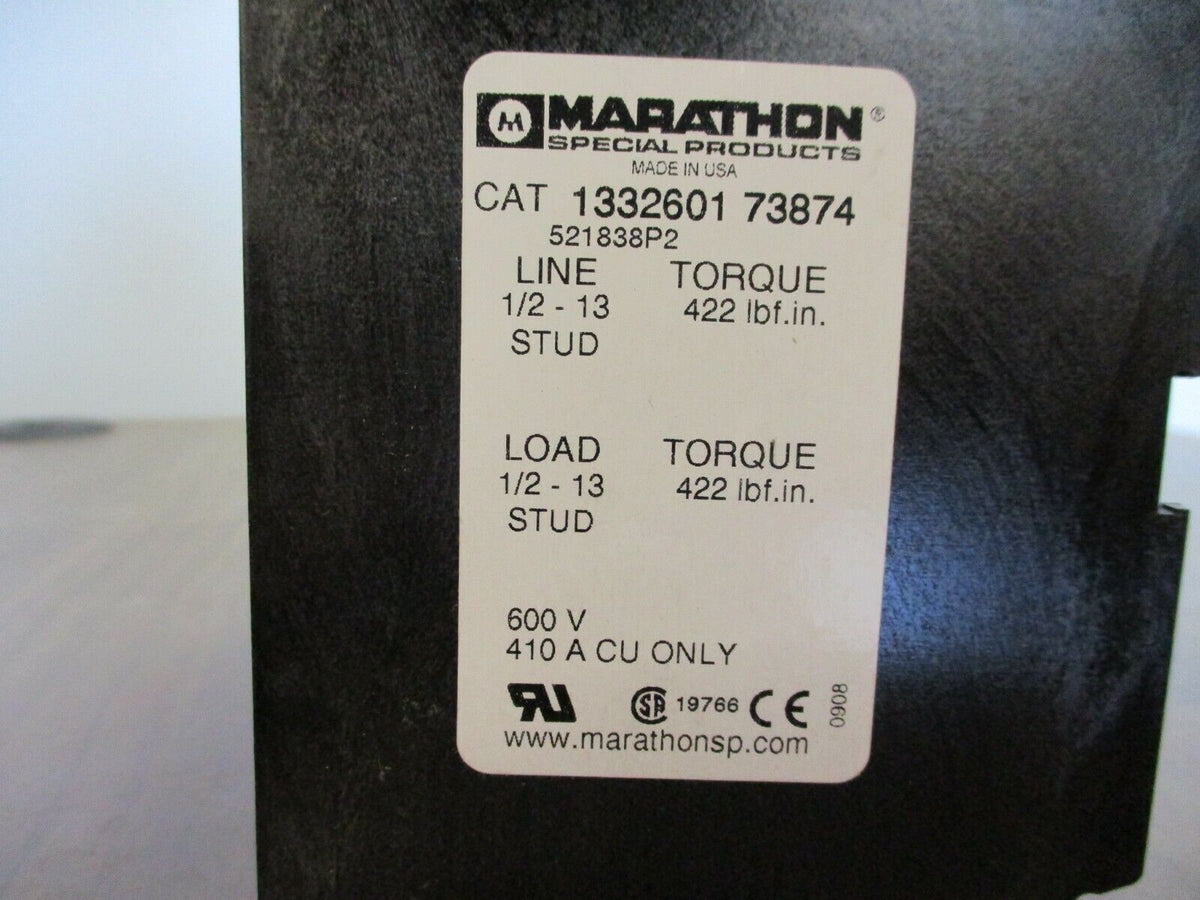 Marathon, Power Distribution Block 1332601 73874 410A 600V 2P Used