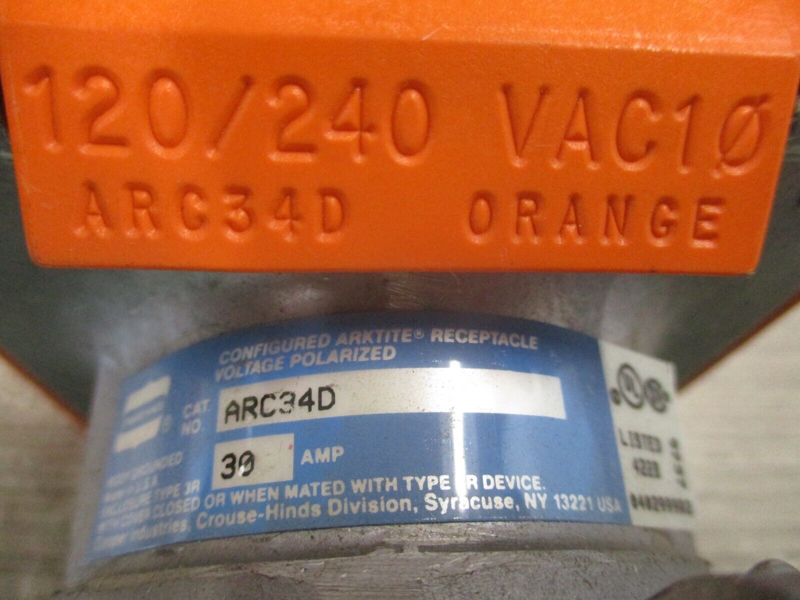 Crouse-Hinds Configured Arktite Receptacle ARC34D 30A 120/240V 1Ph 3R Enclosure