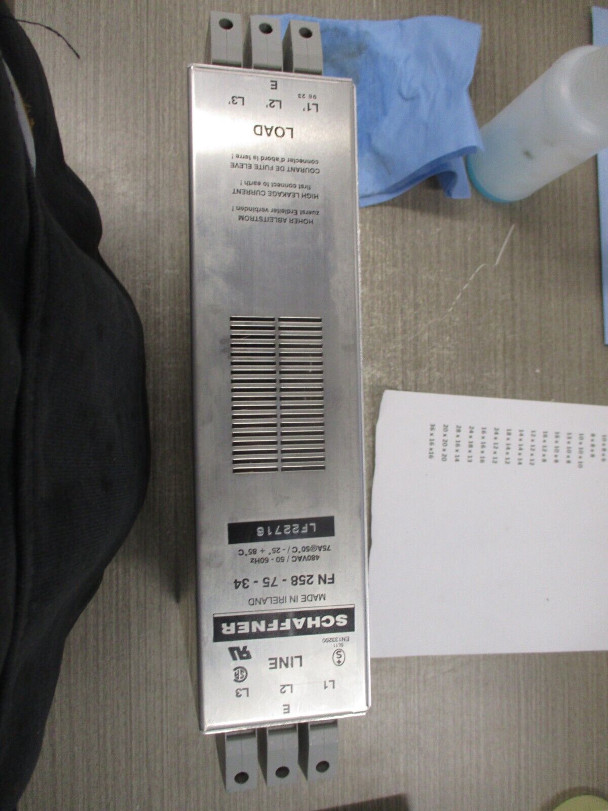 Schaffner Line Filter FN 258-75-34 480V 50-60 Hz 75A Used
