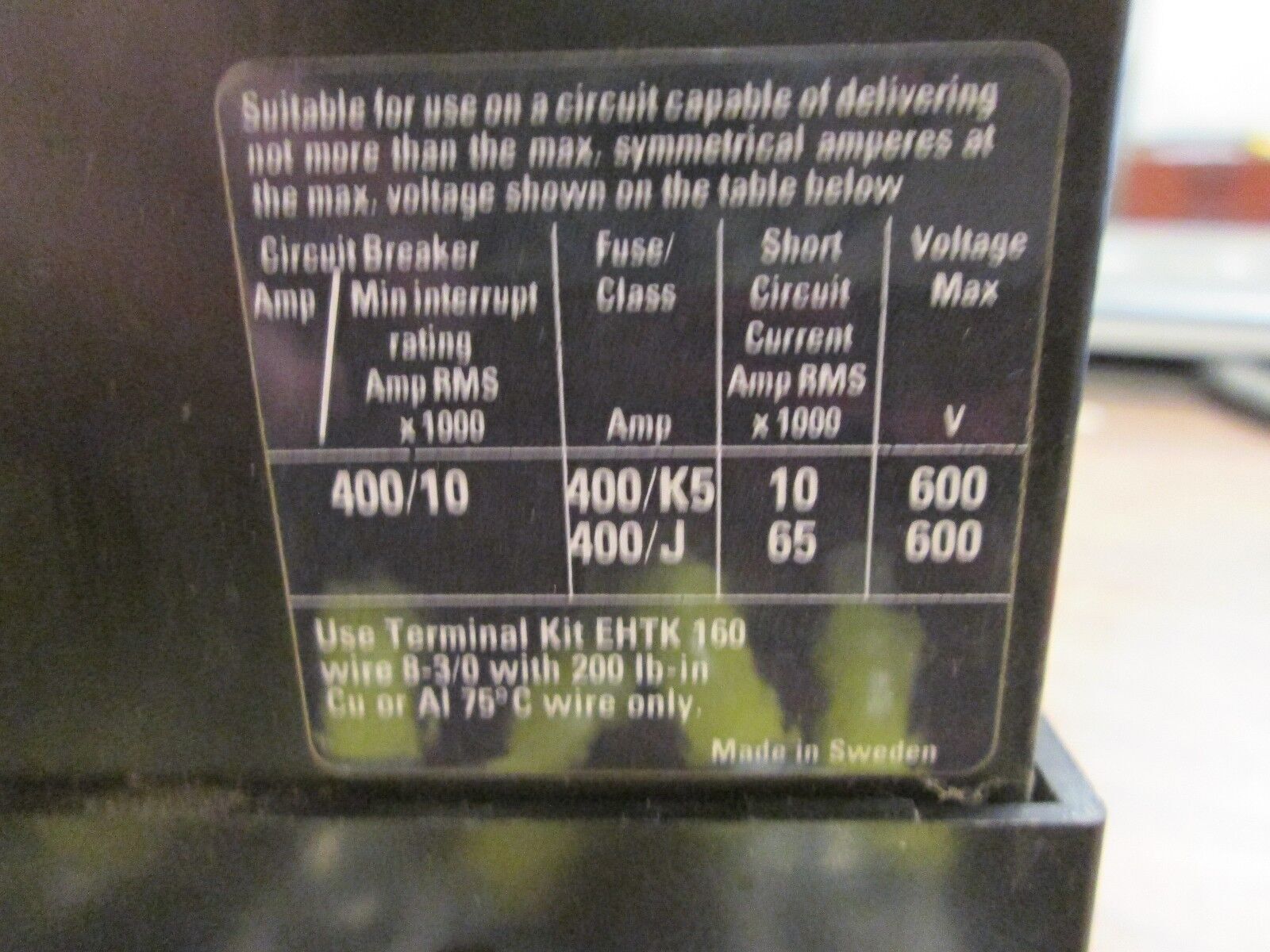 ABB Size 4 Contactor EH-150 120V Coil 135A 600V