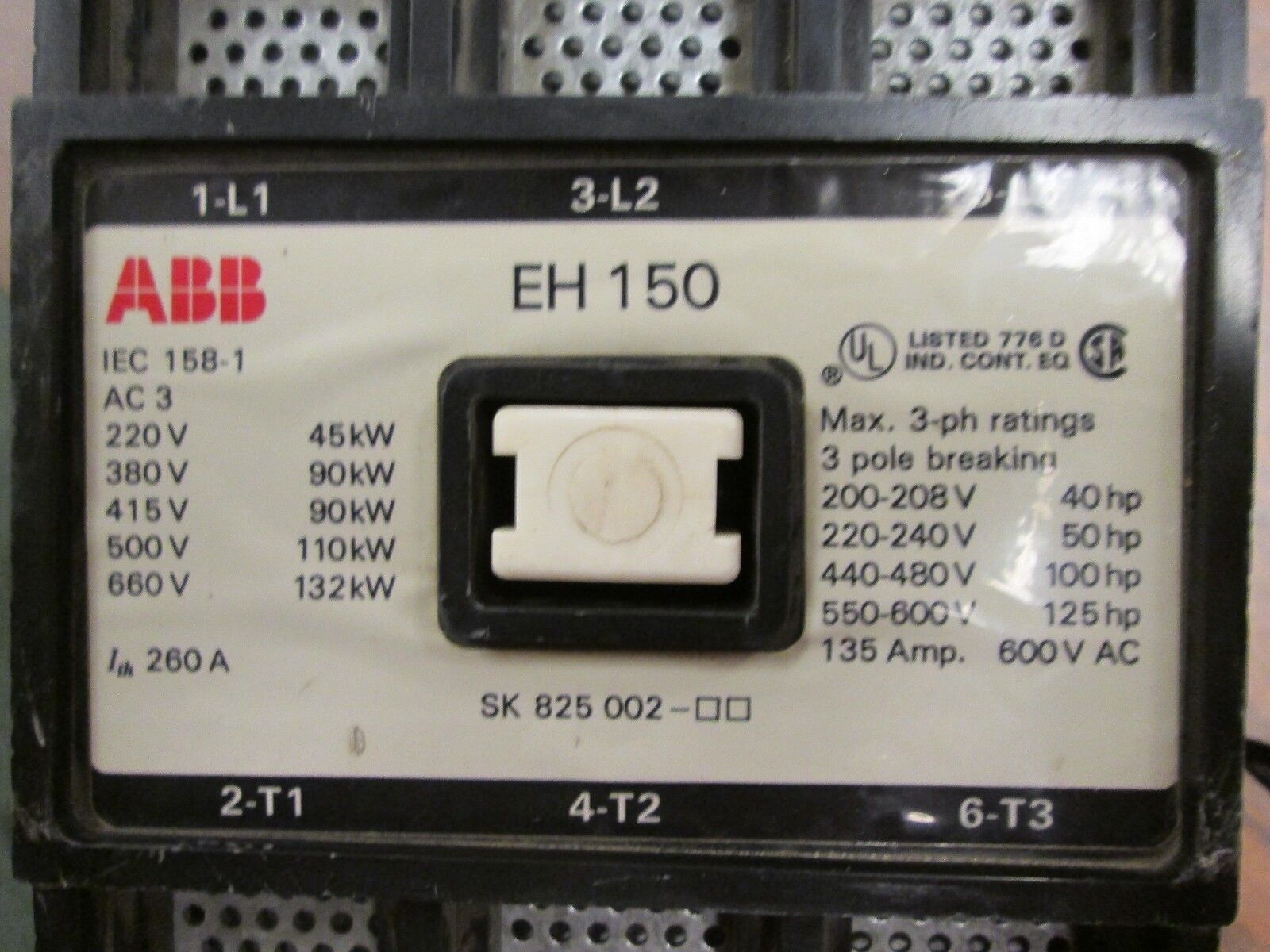 ABB Size 4 Contactor EH-150 120V Coil 135A 600V