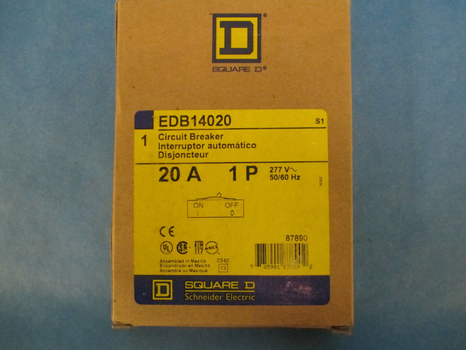 Square D EDB14020 20A 1-Pole 277V Circuit Breakers *Set Of 3* NEW!!