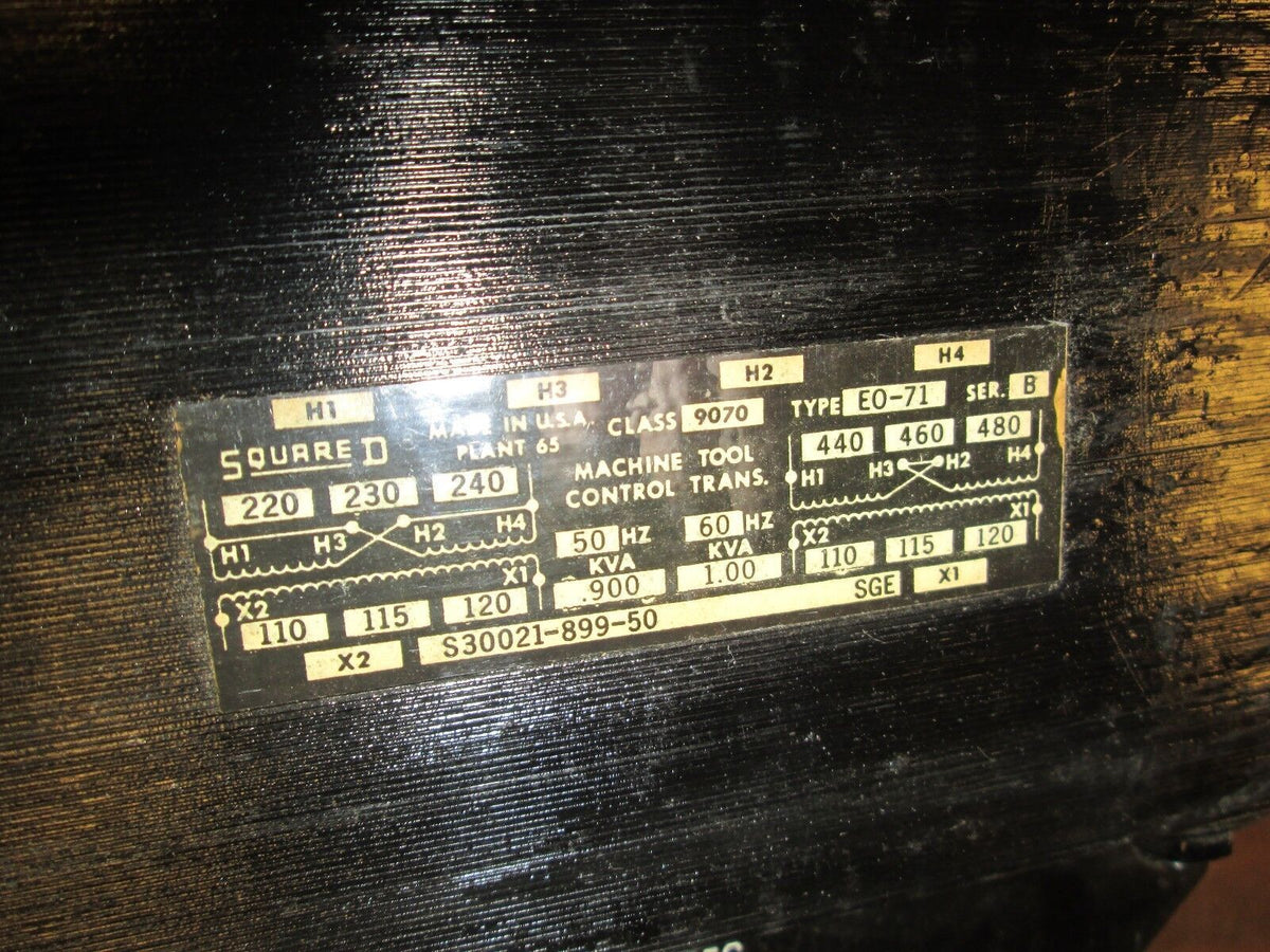 Square D Control Transformer 9070 E0-71 1.00kVA Pri 240/480V Sec 120V Used