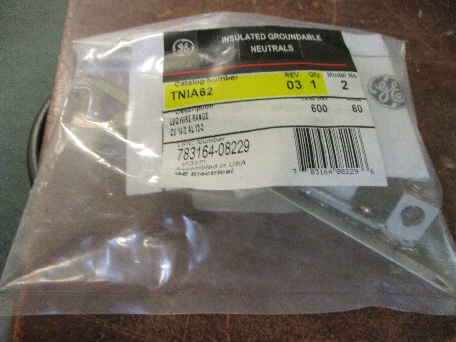 GE Insulated Groundable Neutrals TNIA62 Rev 03 Model 2 60A 600V New Surplus