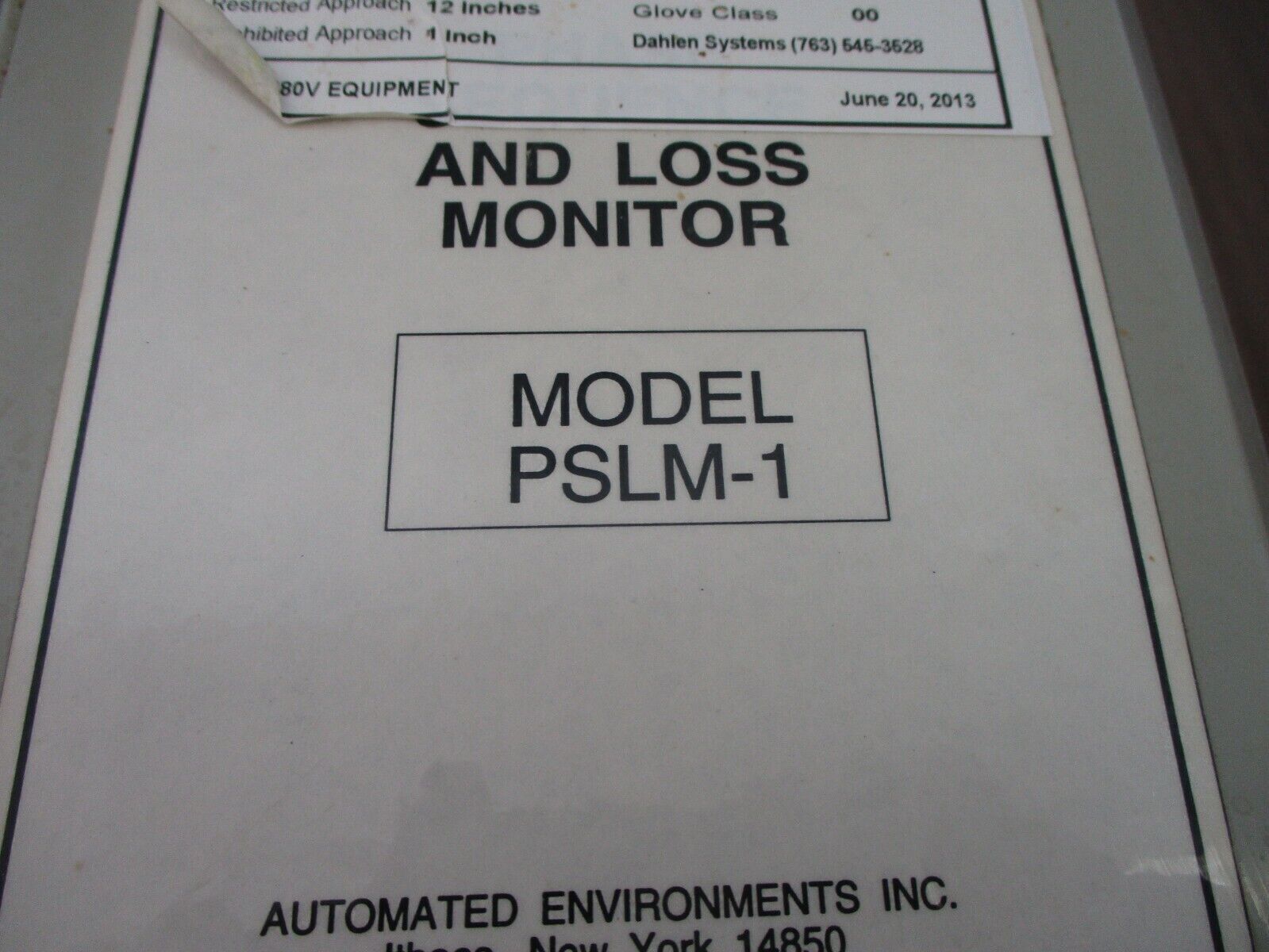 Automated Environments, Inc. Phase Sequence & Loss Monitor PSLM-1 Used