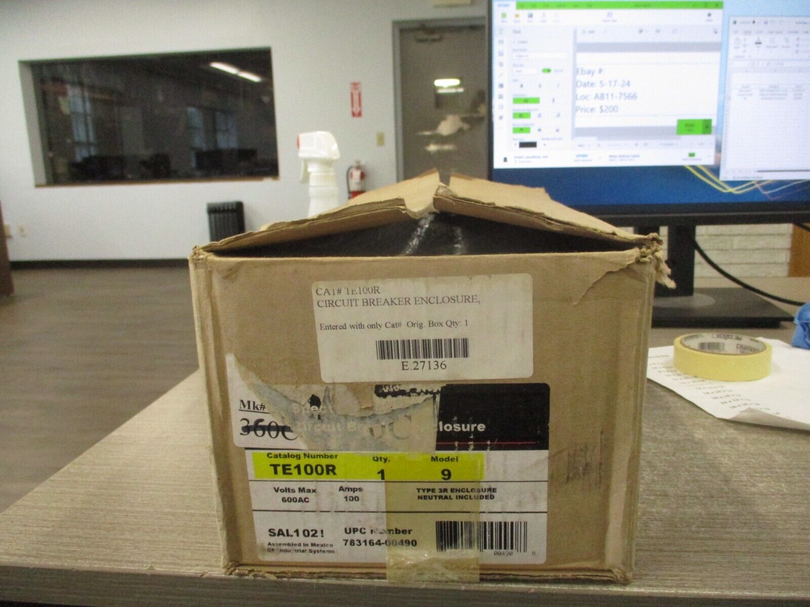 GE 3R Breaker Enclosure TE100R 100A 600V New Surplus