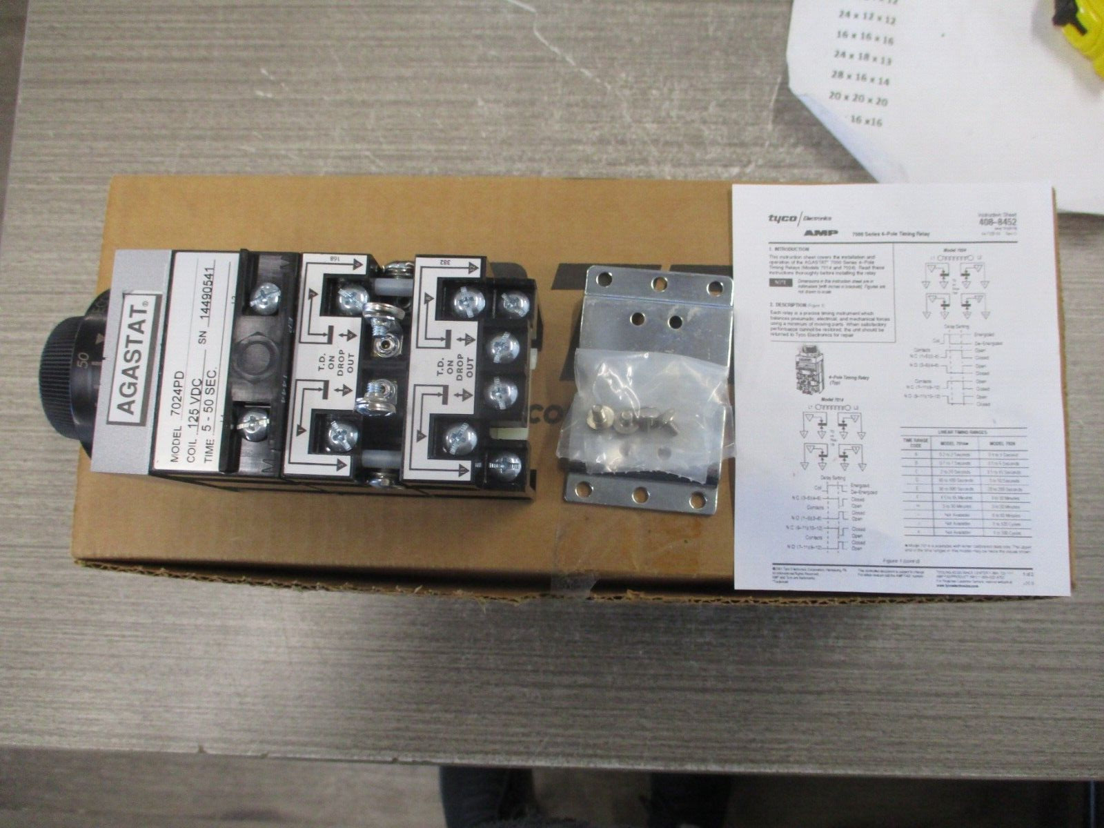 Agastat Timing Relay 7024PD 125VDC Time:5-50 Sec New surplus