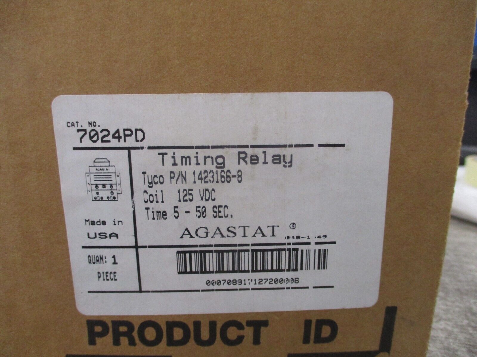 Agastat Timing Relay 7024PD 125VDC Time:5-50 Sec New surplus