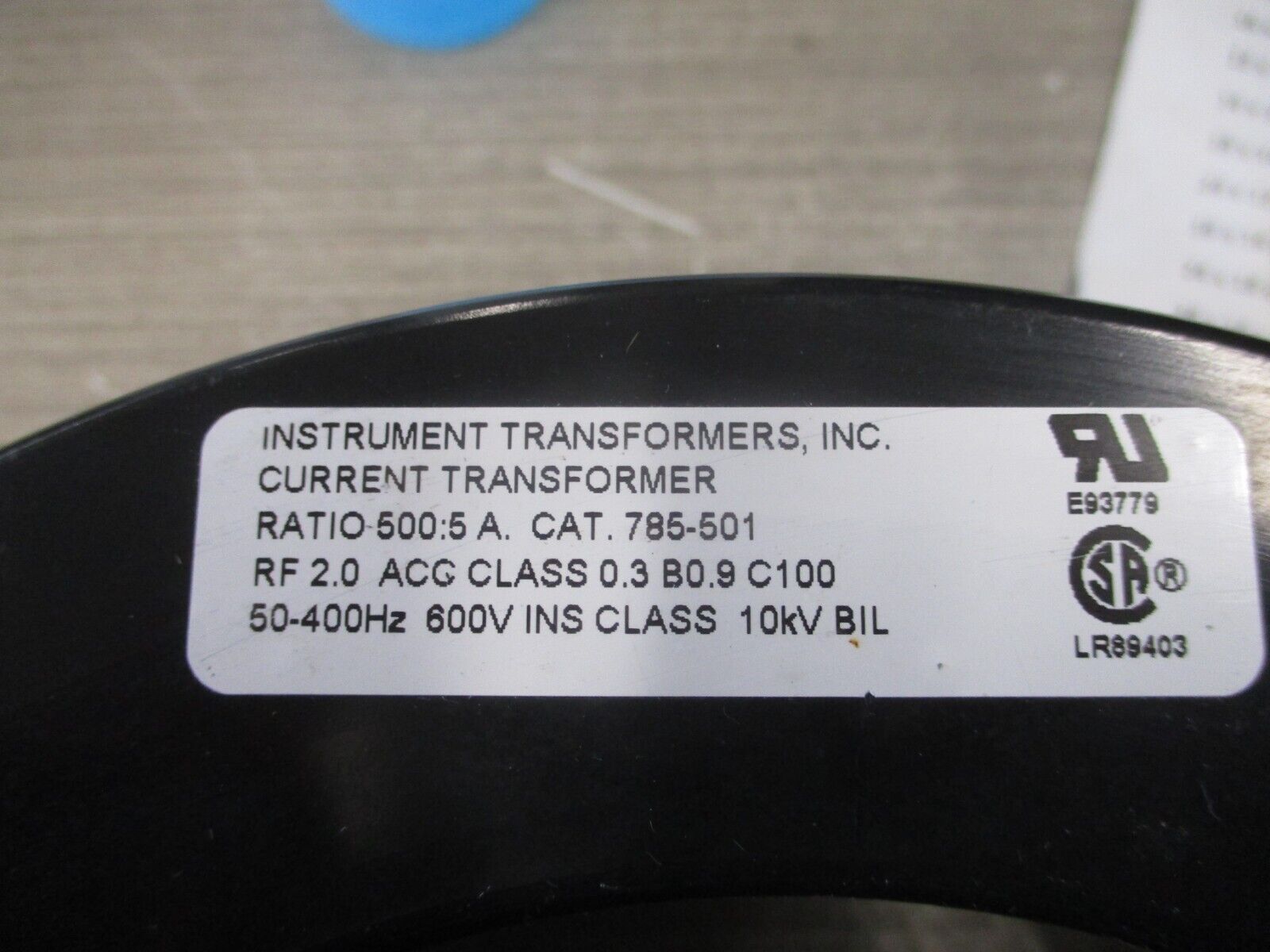 Instrument Transformers Current Transformer 785-501 Ratio 500:5A 600V 50-400Hz