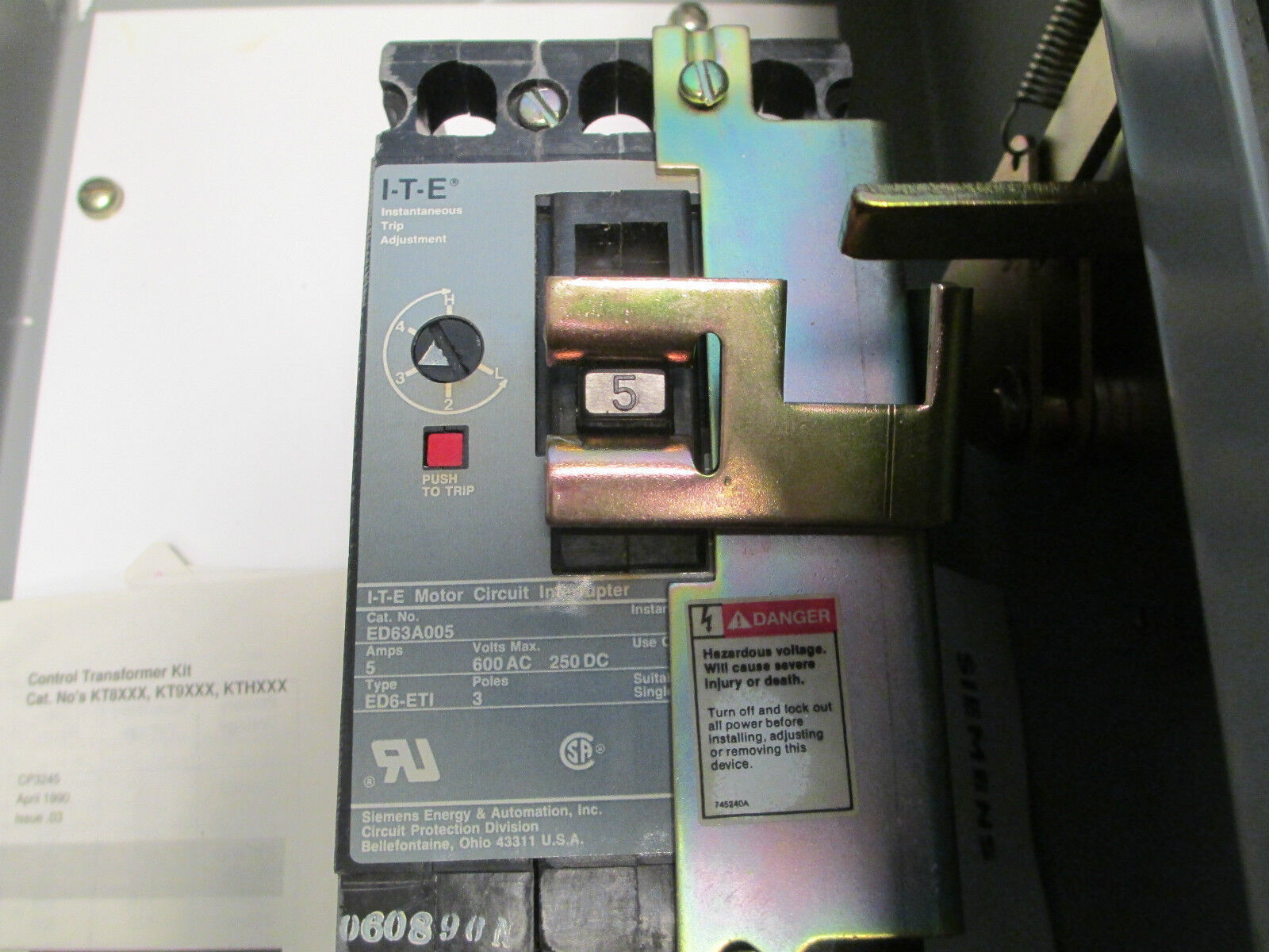 Siemens Combination Size 1 Circuit Breaker 5A 3P New Surplus