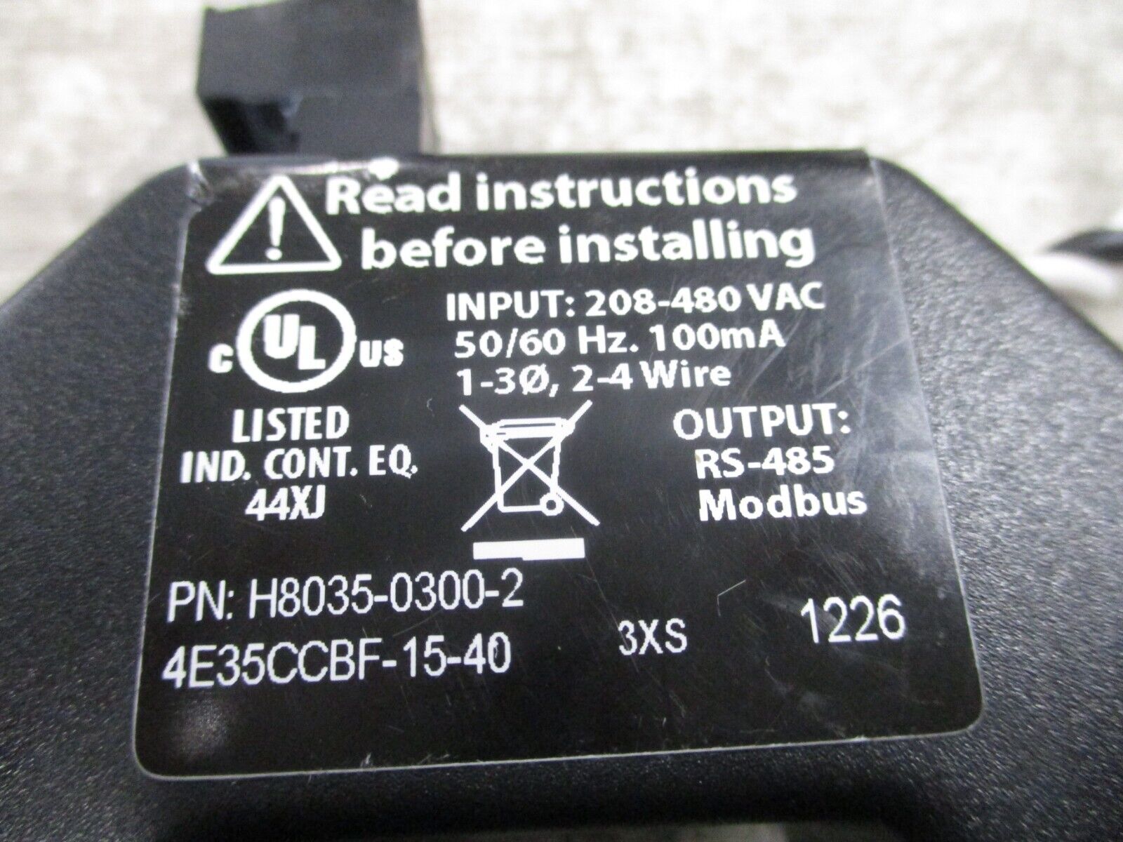 Veris Enercept 8035 Power Transducer H8035-0300-2 300A 208-480V 50/60Hz 100MA