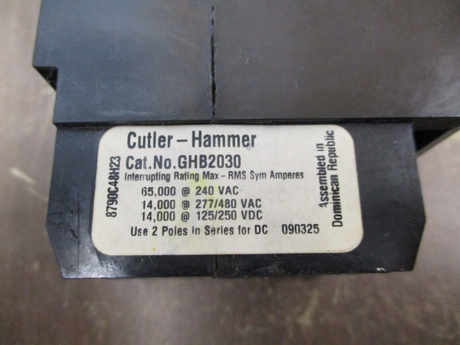 Cutler-Hammer Bolt-On Circuit Breaker GHB2030 277/480V 30A 2P New Surplus