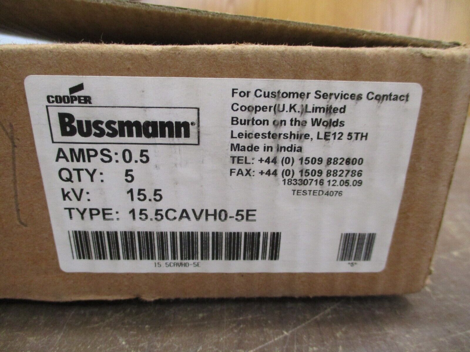Bussmann High Voltage H.R.C. Fuse 15.5CAVH0-5E 15.5kV 0.5E *Box of 5*