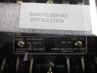 GE Type HFA Auxiliary Relay 12HFA51A42H 125VDC *NO Box* New Surplus