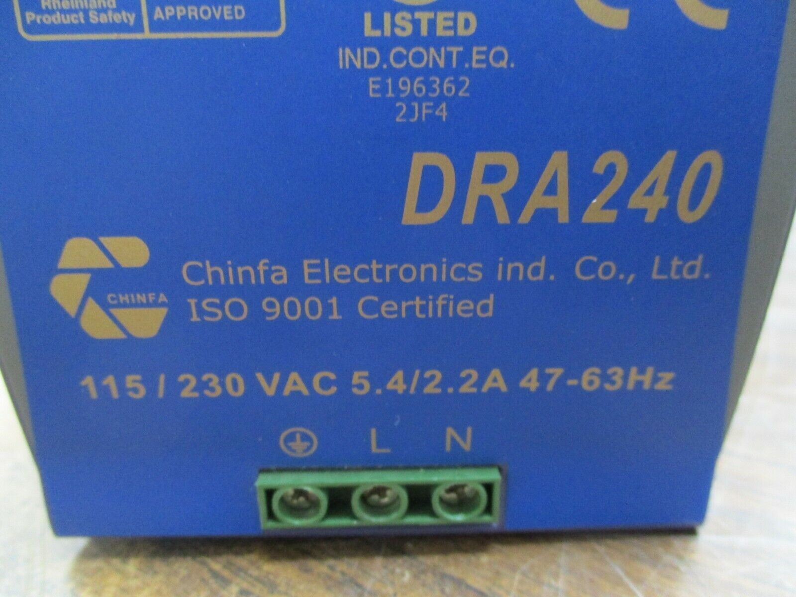 Chinfa DRA240 Power Supply DRA240-24A Output: 24VDC, 240W Used