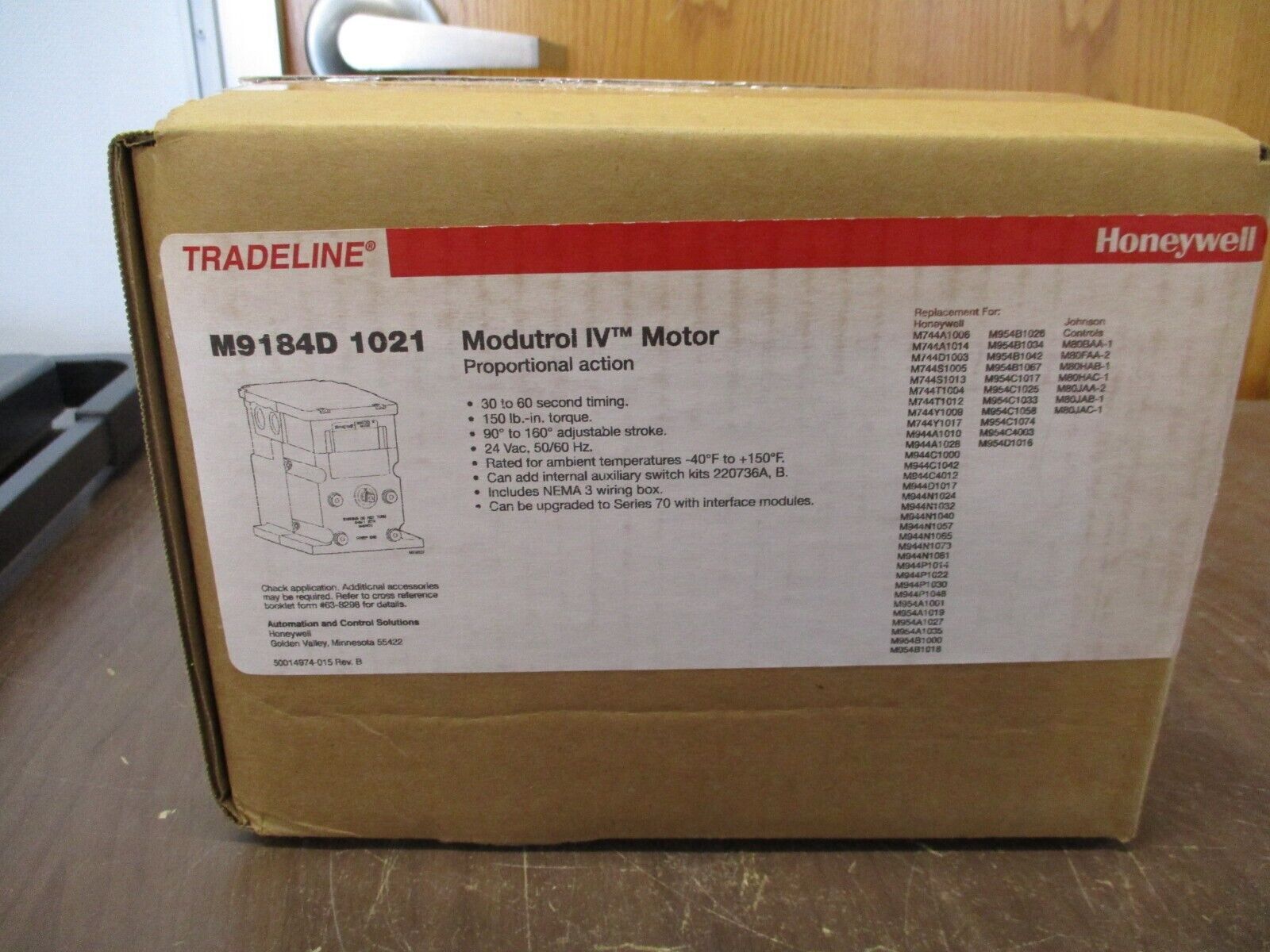 Honeywell Tradeline Modutrol IV Motor M9184D 1021 Timing: 30-60Sec 24VAC 50/60Hz