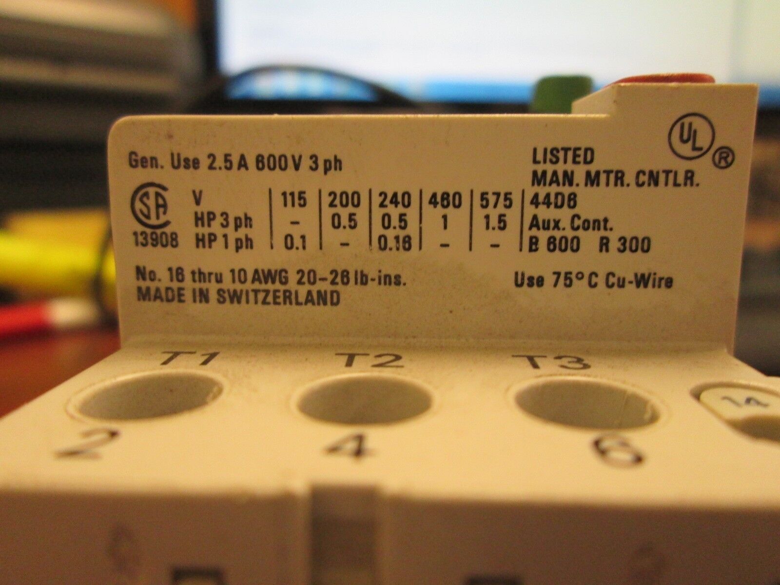 Allen Bradley, Manual Starter, 140-MN-0250, 1.6-2.5A Range, 600V, Lot of 2, Used