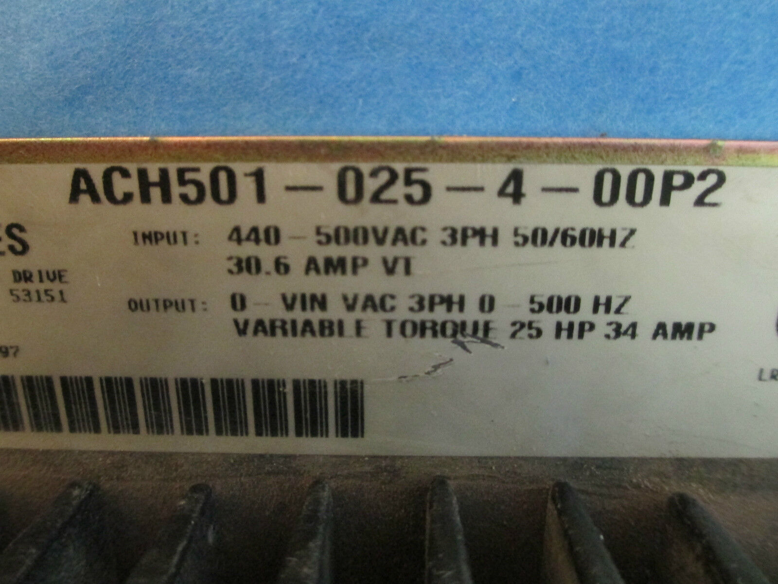 ABB ACH 500 Drive ACH501-025-4-00P2 25HP 3Ph Used