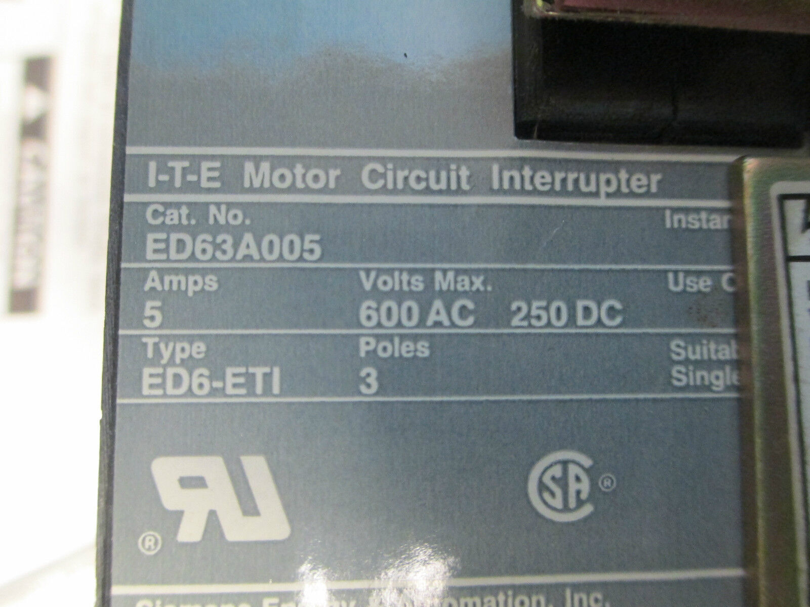 Siemens Combination, Size 1 Circuit Breaker 5A 3P, New in Box!!!