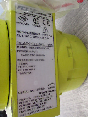 FCI Flow Meter OEM-017949-VCFA2 85-265V 50/60HZ 500 PSIG Used