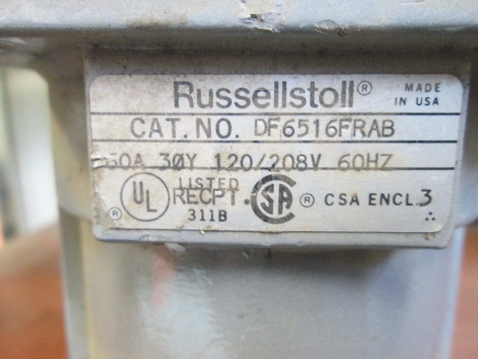 Russellstoll Connector DF6516FRAB 60A 120/208V 60Hz 3Ph 5W Used