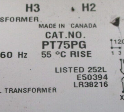 Hammond Control Transformer PT75PG 75VA Pri: 120/240V Sec: 24V 1Ph 50/60Hz Used