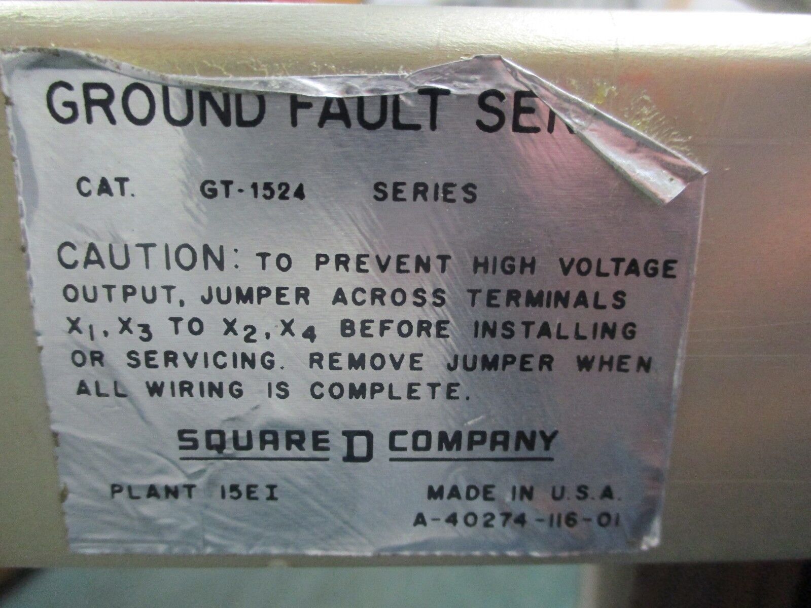 Square D Ground Fault Sensor GT-1524 Used