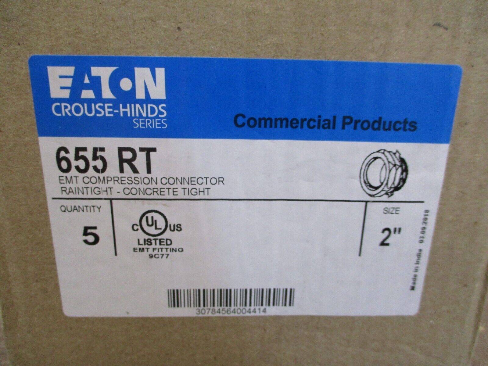 Eaton Crouse-Hinds EMT Compression Connector 655 RT Raintight / Concrete Tight