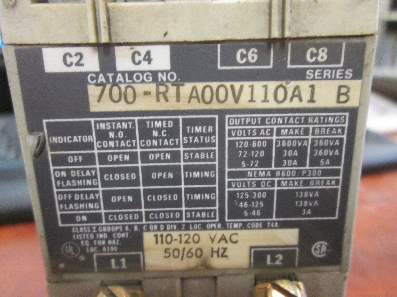 Allen-Bradley Time Delay Relay, 700-RTA00V110A1, Range .25-16 Mins, 120V Coil