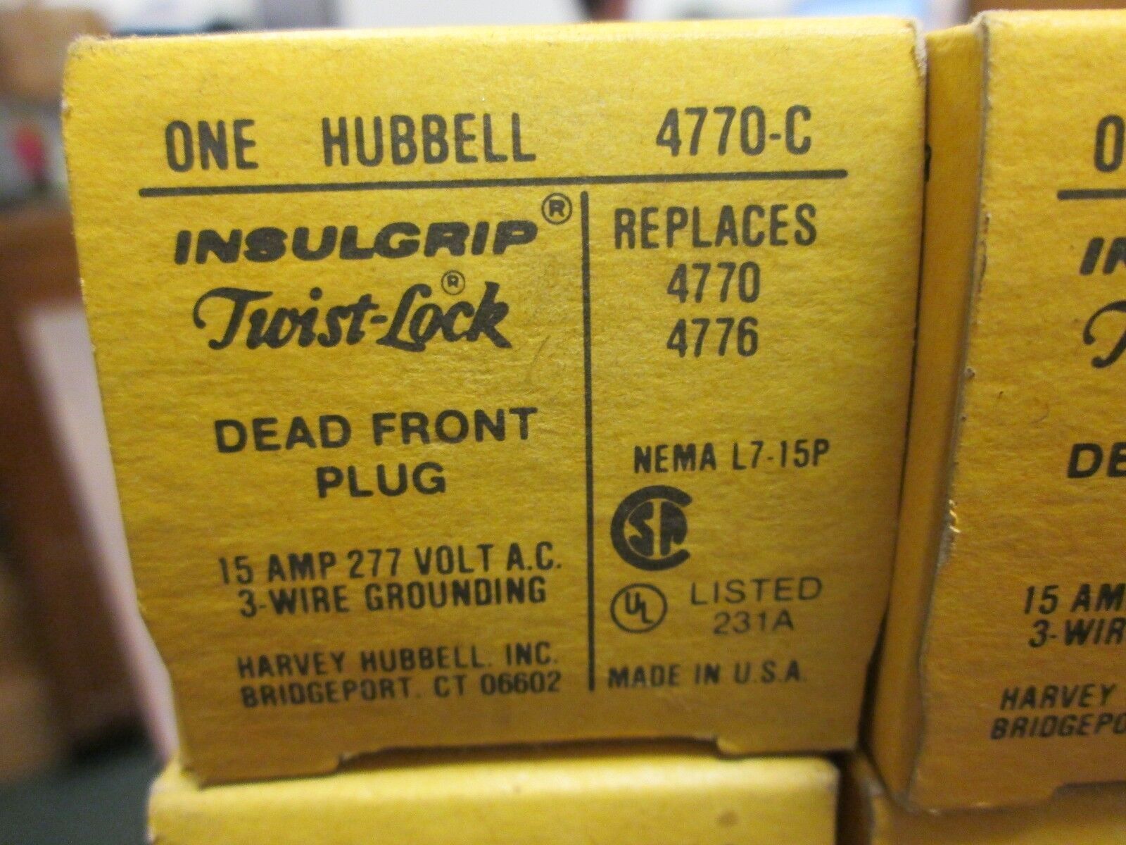 Hubbell Dead Front Plug 4770-C 15A 277V 3W 15P Nema L7 **Lot of 4**