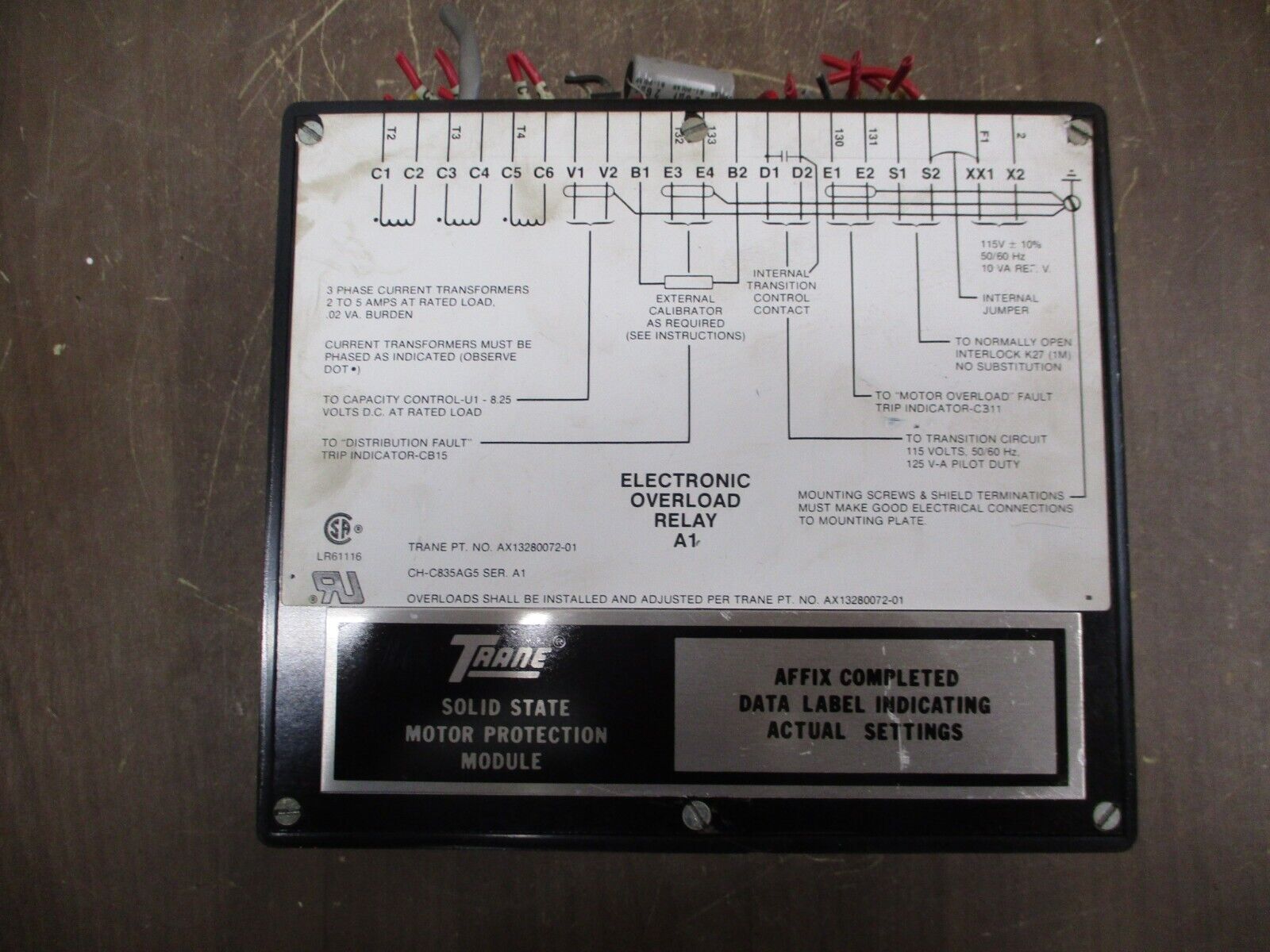 Trane Electronic Overload Relay AX13280072-01 Used