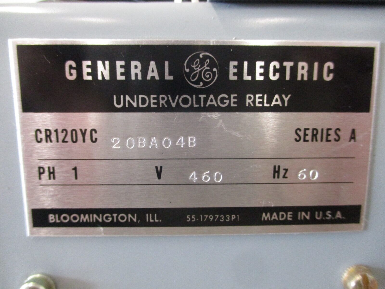 GE Undervoltage Relay CR120YC20BA04B Ser. A 460V 1Ph 60Hz Used