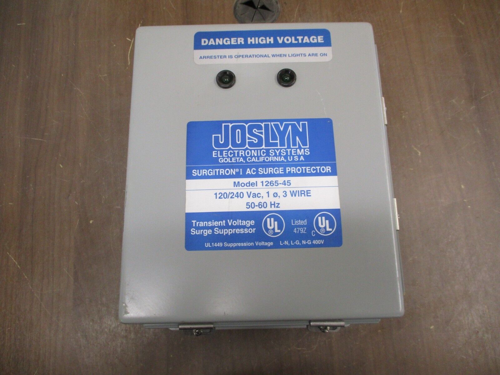 Joslyn Surgitron I AC Surge Protector 1265-45 120/240V 1Ph 3W 50/60Hz Used