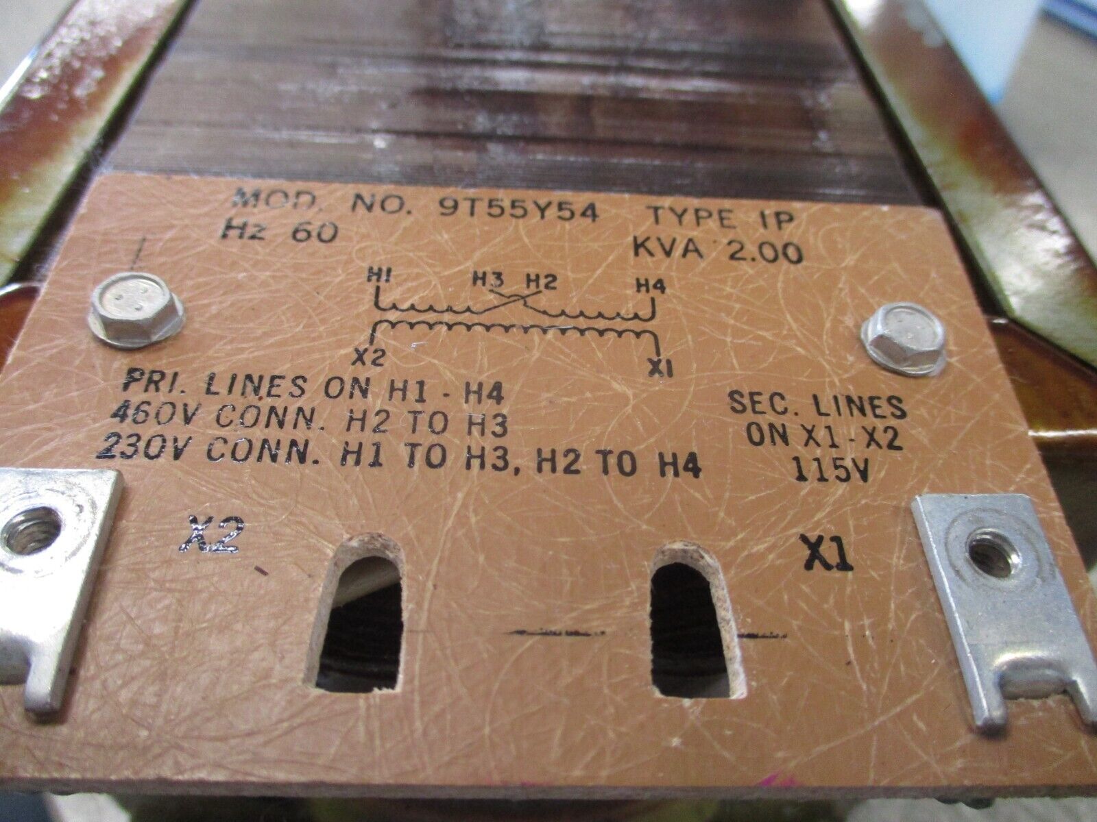 GE Transformer 9T55Y54 2kVA Pri: 230/460V Sec: 115V 60Hz