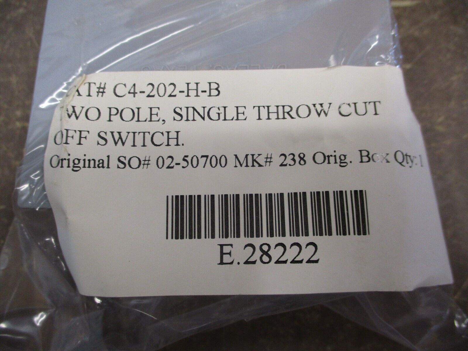 States Cut Off Switch C4-202-H-B 2P *No Box* New Surplus