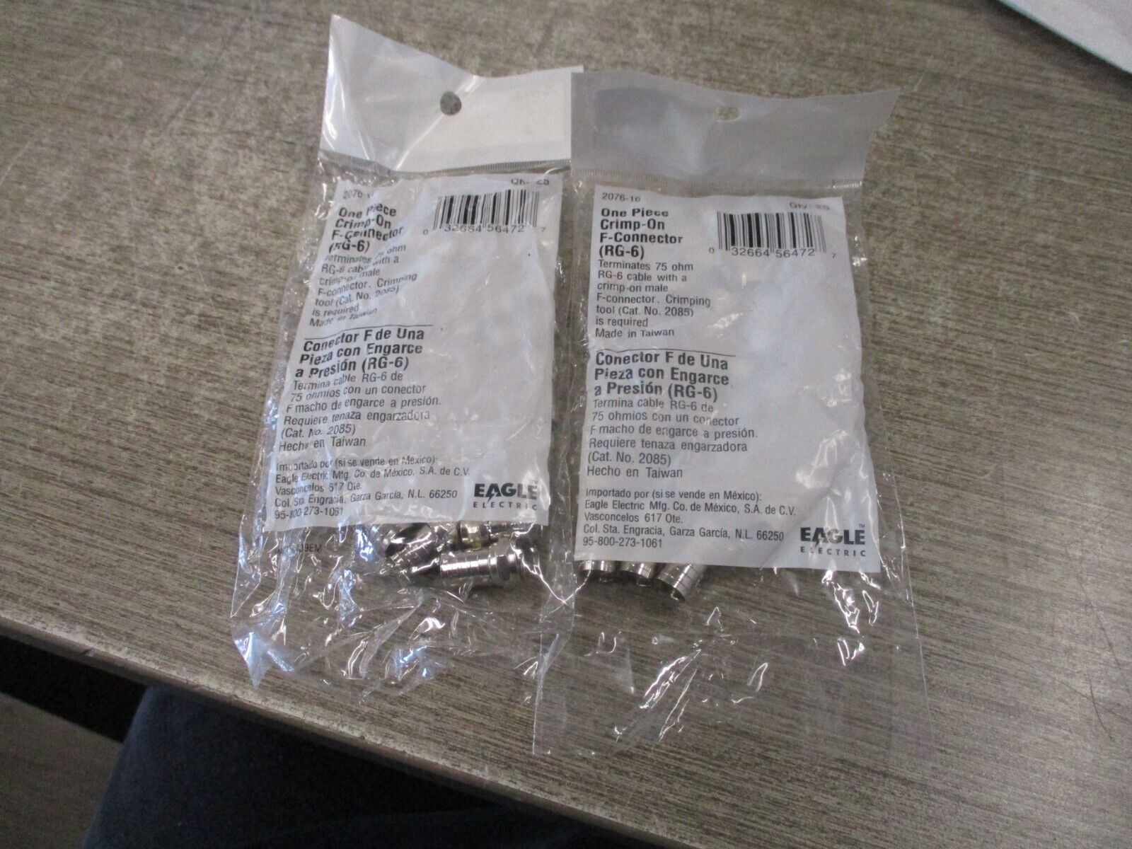 Eagle Electric One Piece Crimp-On F-Connector 2076-16 For 75ohm RG-6 Cable