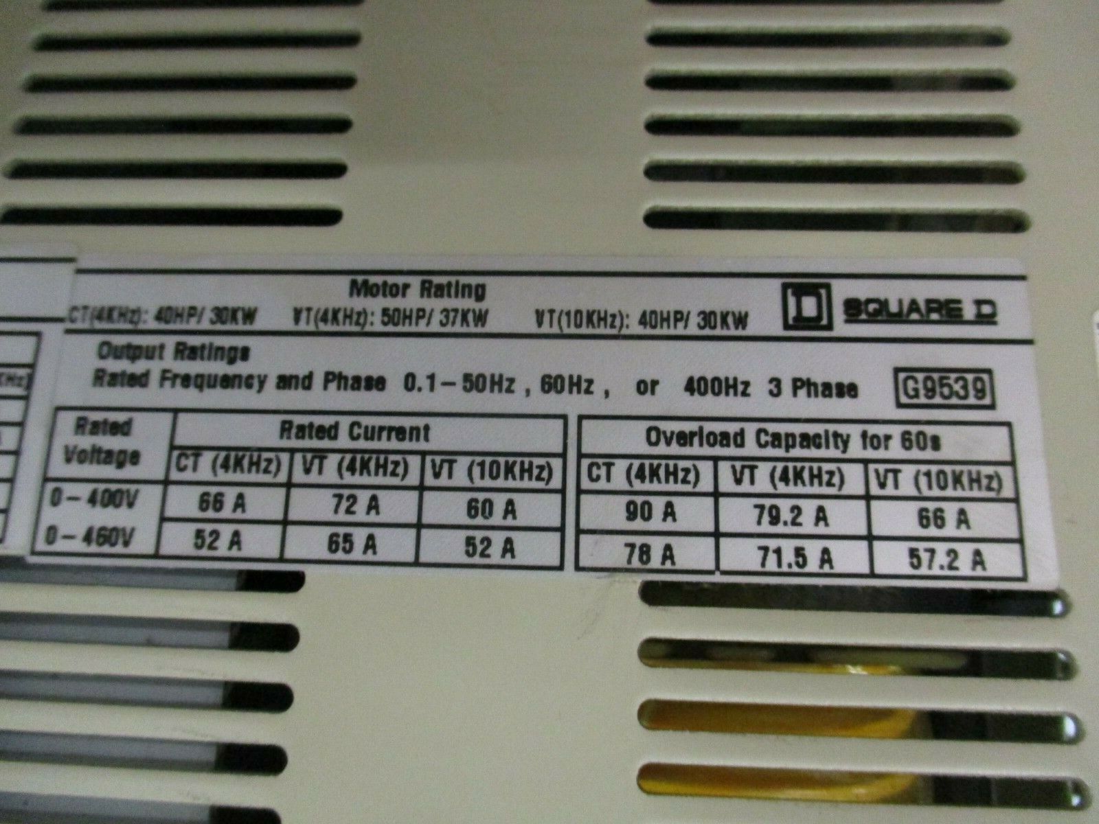 Square D AC Drive ATV66D46N4 40HP 3Ph *No Cover* w/Keypad Used