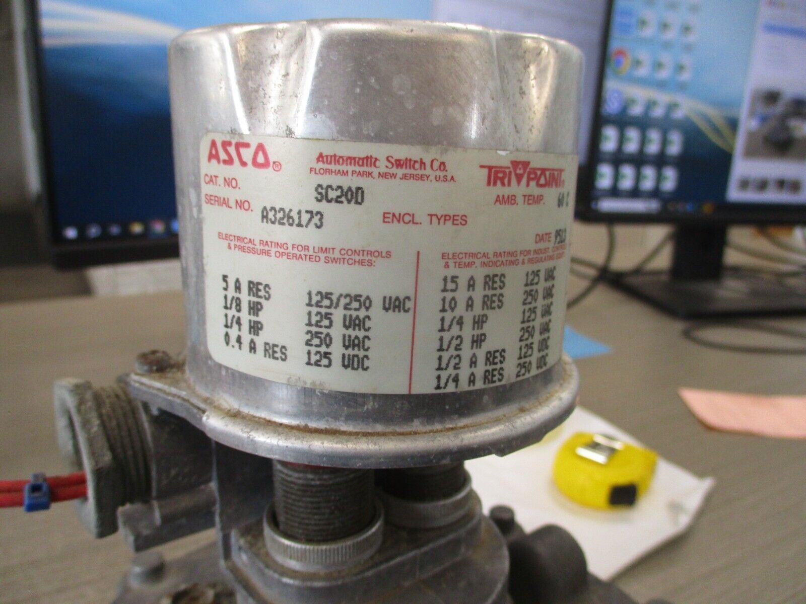 ASCO Tri Point Pressure Switch W/Level Control SC20D/TB0511 Flow: 1-1.5 S.C.F.H.